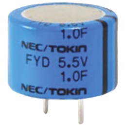 2 pcs - KEMET 0.1F Supercapacitor -20 - +80% Tolerance, Supercap FY 5.5V dc, Through Hole