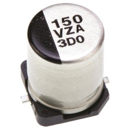 2 pcs - Panasonic 150μF Surface Mount Polymer Capacitor, 35V dc