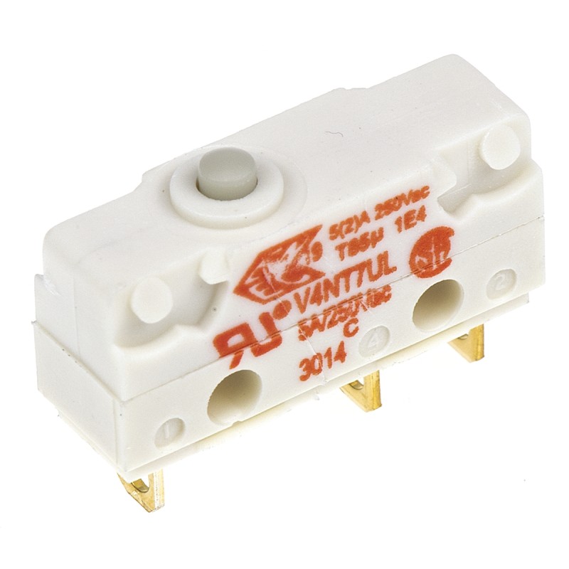 1 pcs - Saia-Burgess Plunger Micro Switch, Solder Terminal, SPDT, IP40
