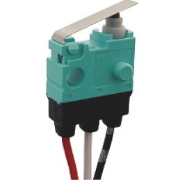 1 pcs - Panasonic Leaf Lever Micro Switch, Pre-wired Terminal, 100 mA @ 30 V dc, SPST, IP67
