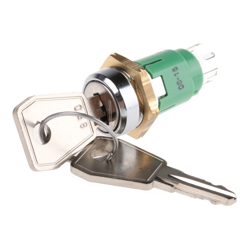 1 pcs - Key Switch, DPDT, 1 A @ 24 V dc 2-Way Common-Key