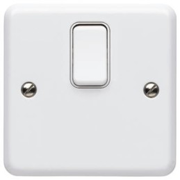 1 pcs - MK Electric White Rocker Light Switch, 1 Gang, Metalclad