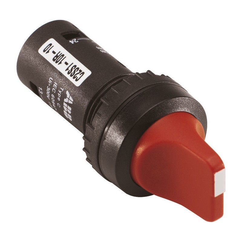 1 pcs - ABB Short Handle Black Selector Switch - 22mm Cutout Diameter 2 Positions