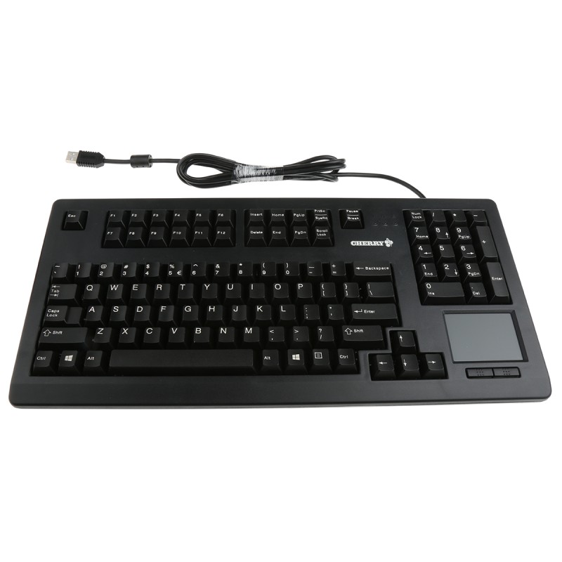 1 pcs - CHERRY Wired USB Compact, Ergonomic Touchpad Keyboard, QWERTY (US), Black