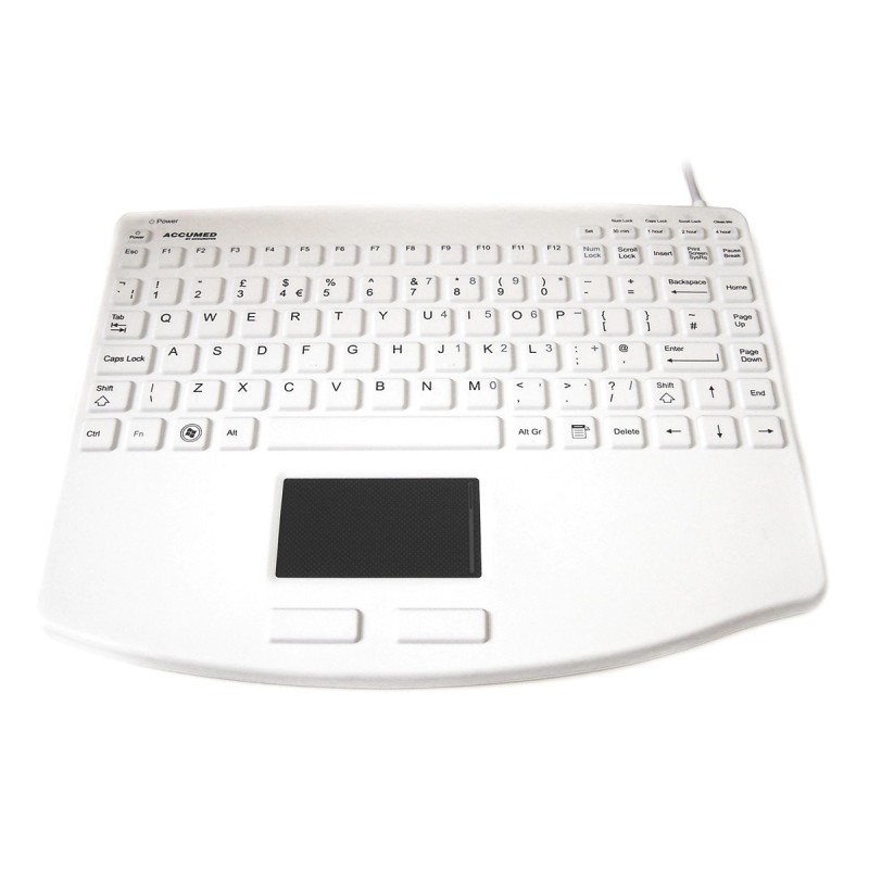 1 pcs - Ceratech Wired USB Medical Touchpad Keyboard, QWERTY (UK), White