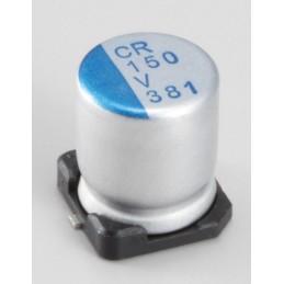 5 pcs - Nichicon 100μF Conductive Polymer Aluminium Solid Electrolytic Capacitor 63V dc, Surface Mount - PCR1J101MCL1GS