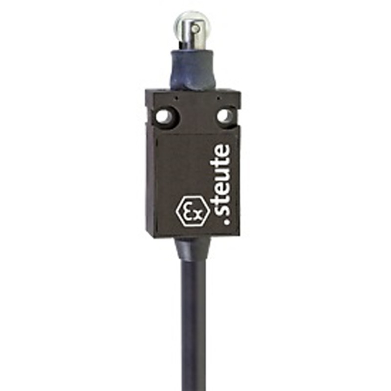 1 pcs - Steute Ex 14 Series Roller Plunger Limit Switch, 2NC, IP65, DPST, Thermoplastic Housing, 250V ac Max, 250 V ac 6 A, 230