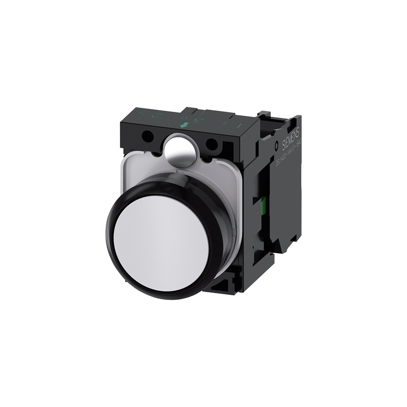 1 pcs - Siemens SIRIUS ACT Series Push Button Complete Unit, Panel Mount, 22mm Cutout, SPST