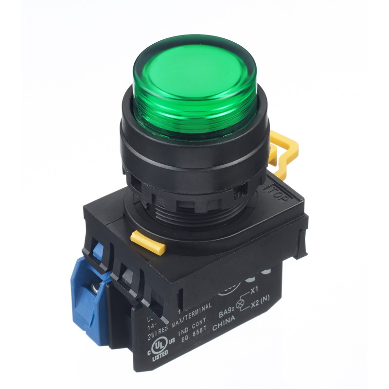 1 pcs - Idec YW Series Illuminated Push Button Complete Unit, Panel Mount, 22mm Cutout, SPST, IP65