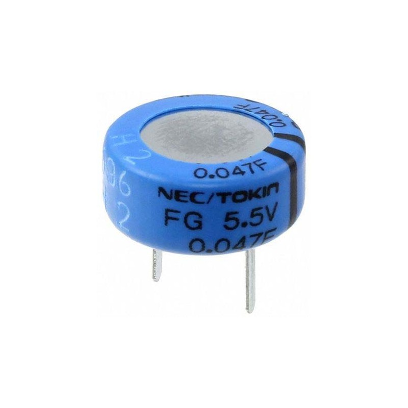 5 pcs - KEMET 47mF Supercapacitor -20 - +80% Tolerance, Supercap FG 5.5V dc, Through Hole