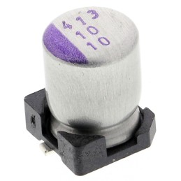 5 pcs - Panasonic 10μF Surface Mount Polymer Capacitor, 10V dc