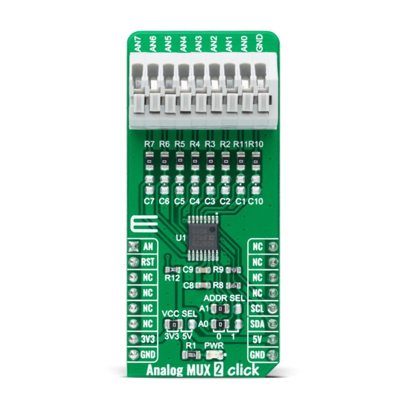 1 pcs - MikroElektronika MIKROE-4468, Accel 15 Click Switches & Multiplexer Add On Board for 3D Hall 8 Click for ECG/GSR Click