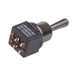 1 pcs - RS PRO Toggle Switch, PCB Mount, (On)-Off-(On), DPDT, Solder Terminal
