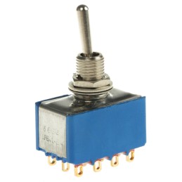 1 pcs - APEM Toggle Switch, Panel Mount, On-On, 4PDT, Solder Lug Terminal, 20V ac/dc