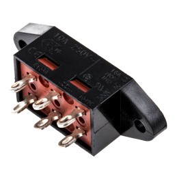 1 pcs - Arcolectric (Bulgin) Ltd Panel Mount Slide Switch DPDT 16 A @ 250 V ac Slide