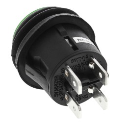 1 pcs - ZF Illuminated Push Button Switch, Latching, Panel Mount, 20.2mm Cutout, DPST, Green LED, 125V ac, IP65