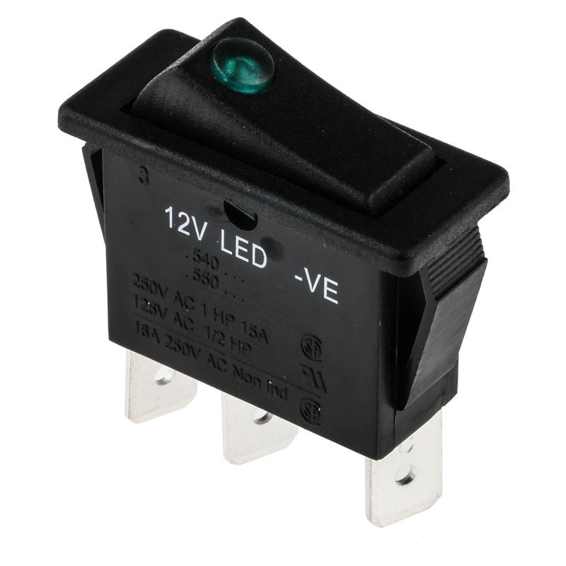 1 pcs - Arcolectric (Bulgin) Ltd Illuminated SPST, On-Off Rocker Switch Panel Mount