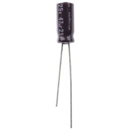 5 pcs - Nichicon 47μF Electrolytic Capacitor 25V dc, Through Hole - UPS1E470MDD