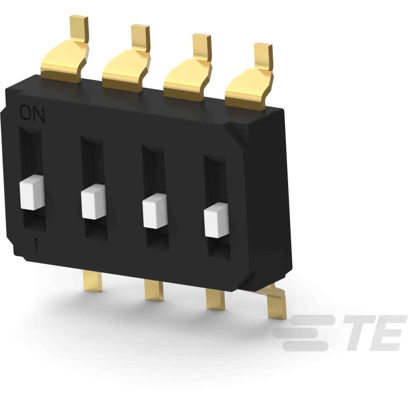 1 pcs - TE Connectivity 4 Way Surface Mount DIP Switch SPST, Raised Actuator