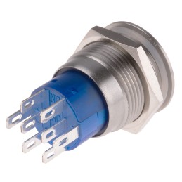 1 pcs - RS PRO Illuminated Push Button Switch, Momentary, Panel Mount, 19.2mm Cutout, DPDT, Green LED, 110V, IP67