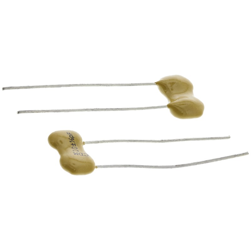 5 pcs - Cornell-Dubilier 10pF Mica Capacitor 500V dc ±0.5pF Tolerance, CD15