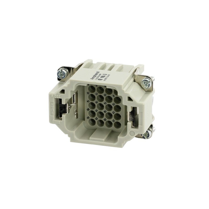 10 pcs - Amphenol Industrial Heavy Duty Power Connector Insert, 10A, Male, Heavy Mate C146 Series, 24 + PE Contacts