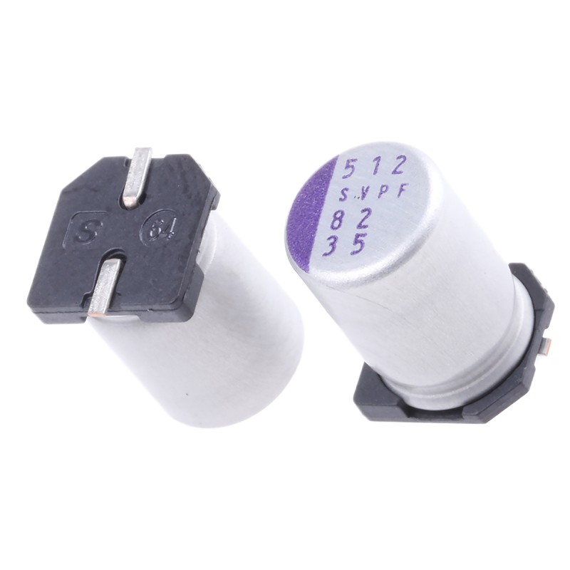 5 pcs - Panasonic 82μF Surface Mount Polymer Capacitor, 35V dc