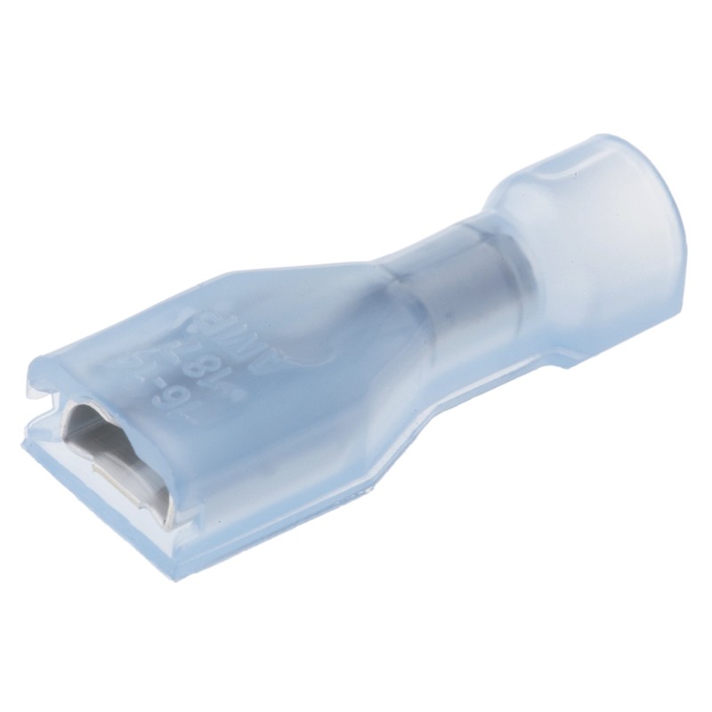 1 Bag of 1000 - TE Connectivity Ultra-Fast .187 Blue Insulated Female Spade Connector, Receptacle, 4.75 x 0.81mm Tab Size, 1.3mm