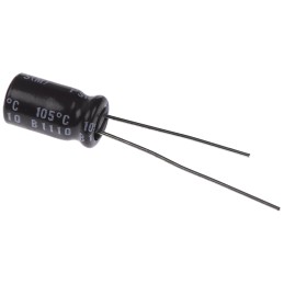 5 pcs - Nichicon 22μF Electrolytic Capacitor 63V dc, Through Hole - UPS1J220MED