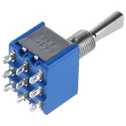 1 pcs - APEM Toggle Switch, Panel Mount, On-Off-On, 3PDT, Solder Terminal