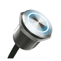 1 pcs - Bulgin Illuminated Piezo Switch, Latching, SPST, IP68, IP69K, Wire Lead, 1 A @ 24 V dc, -40 - +85°C Grey