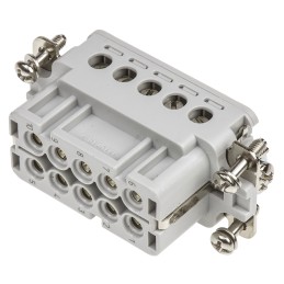 10 pcs - TE Connectivity Heavy Duty Power Connector Insert, 10A, Female, HA Series, 10 Contacts