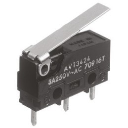 1 pcs - Panasonic Hinge Lever Micro Switch, Tab Terminal, 3 A @ 250 V ac, SP-CO