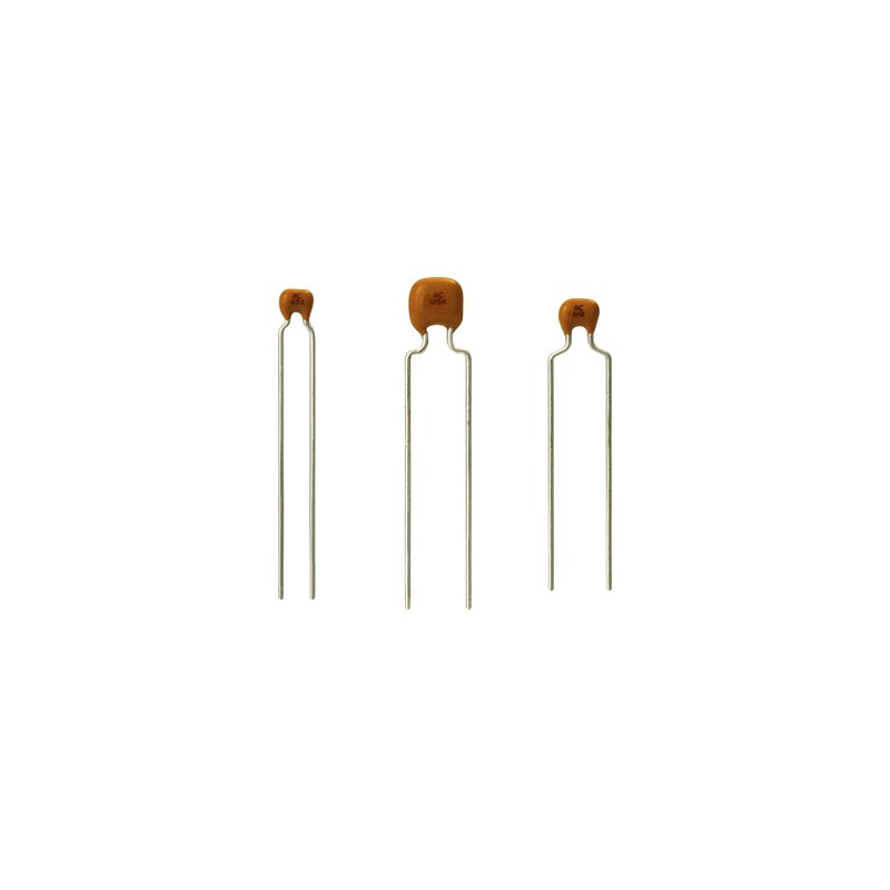 50 pcs - Vishay 220nF MLCC, 50V dc V, ±10% , Through Hole