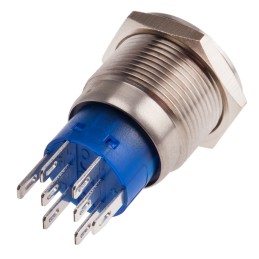 1 pcs - RS PRO Illuminated Push Button Switch, Momentary, Panel Mount, 19.2mm Cutout, DPDT, Blue LED, 250V ac, IP67