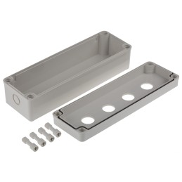 1 pcs - RS PRO Grey Plastic Push Button Enclosure - 4 Hole 22mm Diameter
