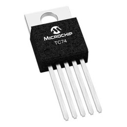 5 pcs - Microchip TC74A2 Series Digital Temperature Sensor, Voltage Output, Through Hole Mount, I2C, SMBus, ±2°C, 5 + Tab Pins