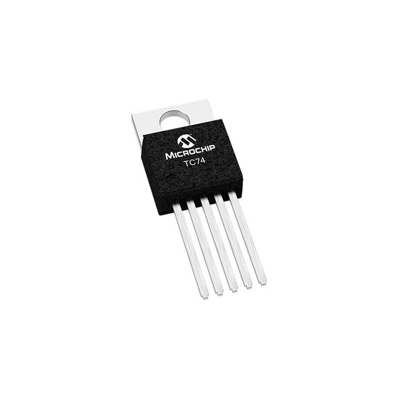 5 pcs - Microchip TC74A2 Series Digital Temperature Sensor, Voltage Output, Through Hole Mount, I2C, SMBus, ±2°C, 5 + Tab Pins