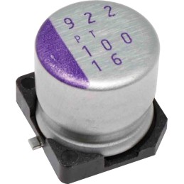 1000 pcs - Panasonic 100μF Surface Mount Polymer Capacitor, 16V dc