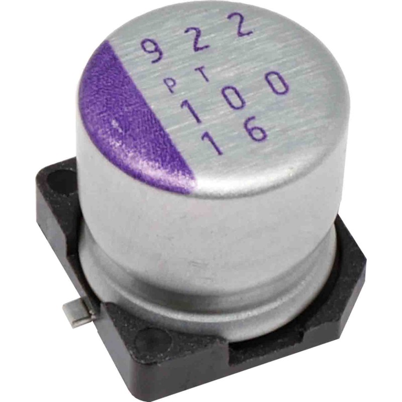1000 pcs - Panasonic 100μF Surface Mount Polymer Capacitor, 16V dc