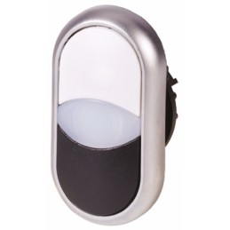 1 pcs - Eaton RMQ Titan M22 Series Black/White Illuminated Momentary Push Button Head, 22mm Cutout, IP66