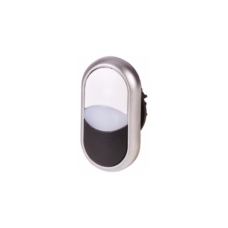 1 pcs - Eaton RMQ Titan M22 Series Black/White Illuminated Momentary Push Button Head, 22mm Cutout, IP66