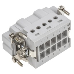 5 pcs - TE Connectivity Heavy Duty Power Connector Insert, 16A, Male, HE Series, 10 Contacts