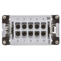 5 pcs - TE Connectivity Heavy Duty Power Connector Insert, 16A, Male, HE Series, 10 Contacts
