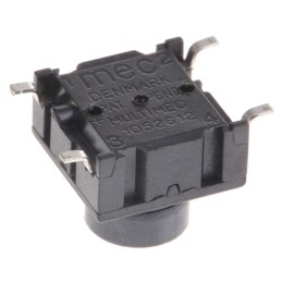 1 pcs - IP67 Black Button Tactile Switch, SPST 50 mA @ 24 V dc 4.4mm PCB