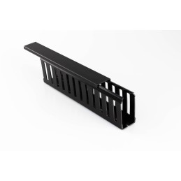 8 pcs - Beta Duct 2345 Black Slotted Panel Trunking - Open Slot, W50 mm x D50mm, L2m, Noryl