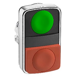 1 pcs - Schneider Electric Harmony XB4 Series Green, Red Momentary Push Button Head, 22mm Cutout, IP66, IP69K