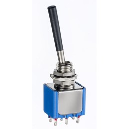 1 pcs - APEM Toggle Switch, Panel Mount, (On)-Off-(On), DPDT, Solder Lug Terminal, 30 V dc, 125V ac
