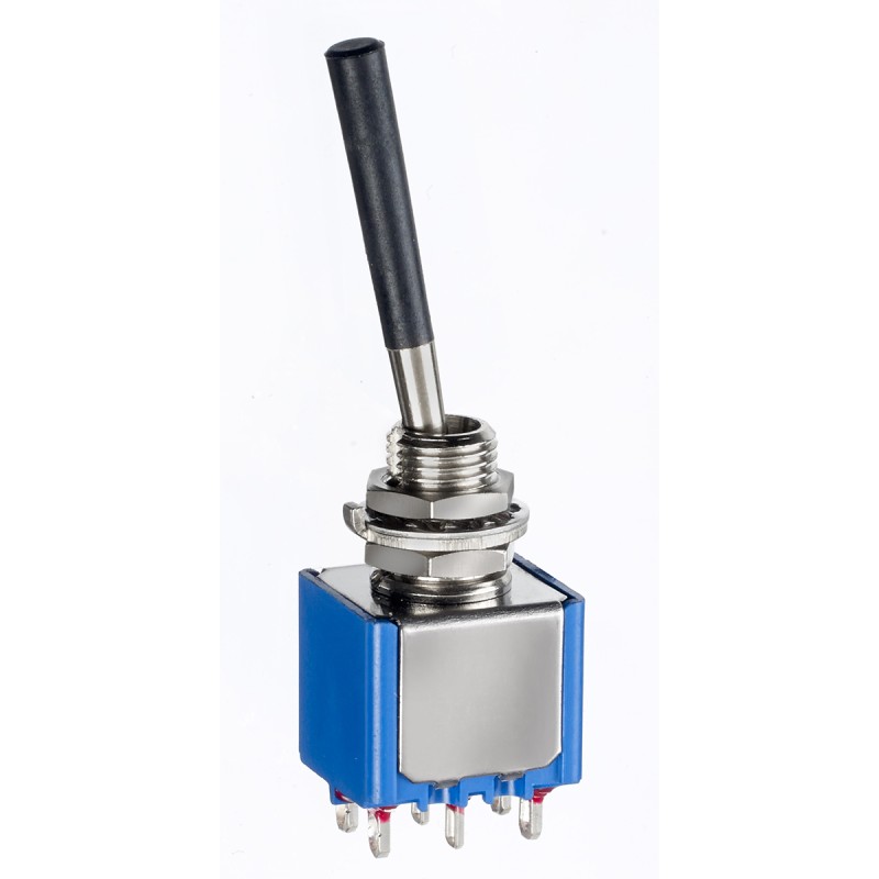 1 pcs - APEM Toggle Switch, Panel Mount, (On)-Off-(On), DPDT, Solder Lug Terminal, 30 V dc, 125V ac