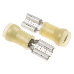 500 pcs - TE Connectivity PIDG FASTON .250 Yellow Insulated Female Spade Connector, Receptacle, 6.35 x 0.81mm Tab Size, 3.3mm² t